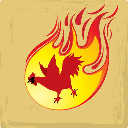 flame red roosterのイラスト素材