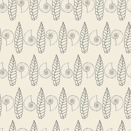 shells and dry leafes seamless backgroundのイラスト素材