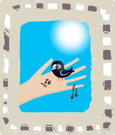 Food or freedom for free little birdのイラスト素材