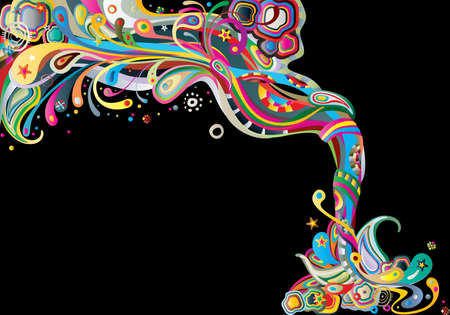 abstract color composition on a blackのイラスト素材