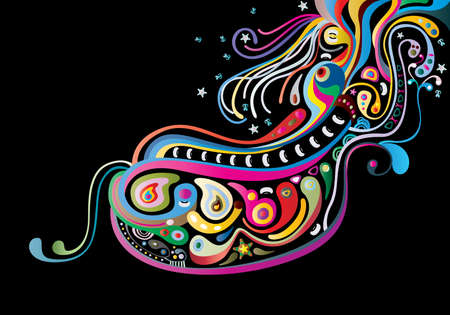 swirl elements on a blackのイラスト素材