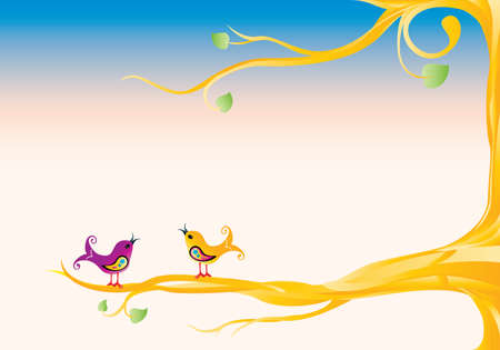 birds on a tree imageのイラスト素材