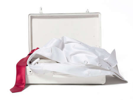 white suitcase on whiteの写真素材