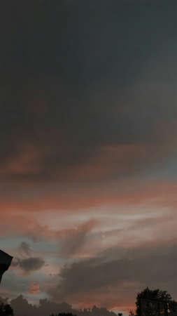 Cloudscape, Colored Clouds at Sunset near the Ocean, 3D Renderの写真素材