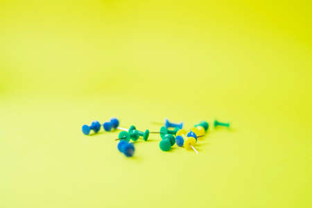 stationery on a yellow background close-upの写真素材