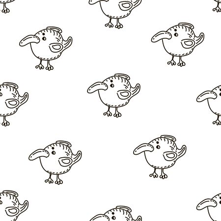 Baby seamless vector pattern. Many little birds on white background.のイラスト素材