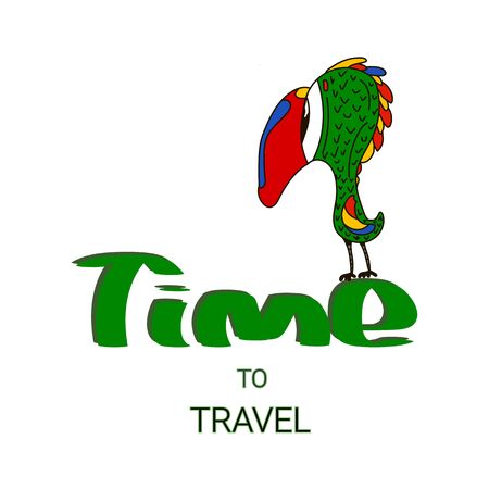 Travel poster design template with promo text in white background. Vector illustrationのイラスト素材