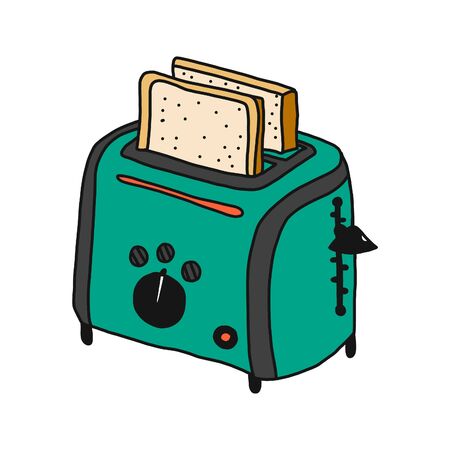 Toaster with toast isolated on hand draw style vector illustrationのイラスト素材