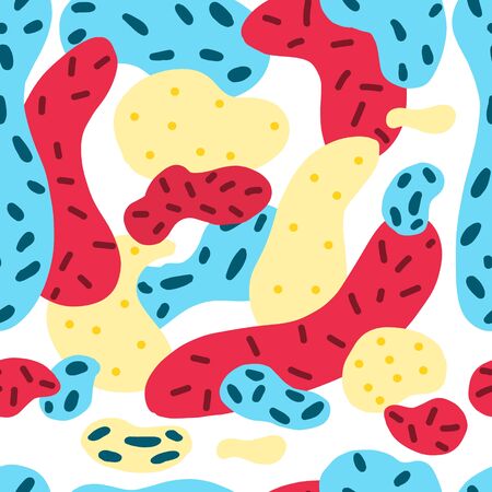 Seamless pattern hand drawing vector art, modern brush Abstract pattern in Memphis style. Retro design style with ink texture.のイラスト素材
