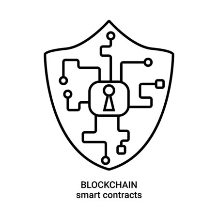 block chain logo vector, cryptocurrency sign, smart contract future technologyのイラスト素材