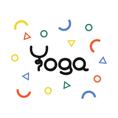 Yoga is a unique handwritten inscription with bright elements. vector illustration on white backgroundのイラスト素材
