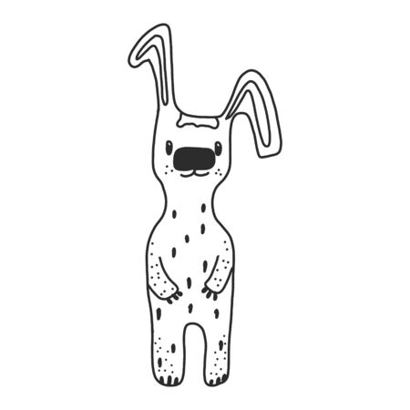 cute Rabbit vector isolated. hand drawn style. perfect for coloring or applying to a t-shirt.のイラスト素材