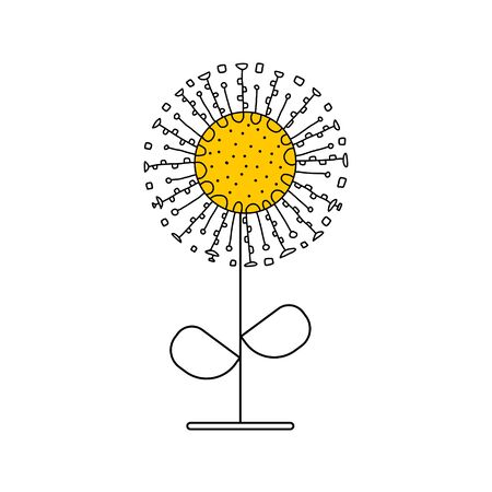 Dandelion in a minimalist style with hand-drawn elements of linart and Doodle.For Template design for posters, Wallpapers, posters, mugs, t-shirts, postcards. Vector illustration.のイラスト素材