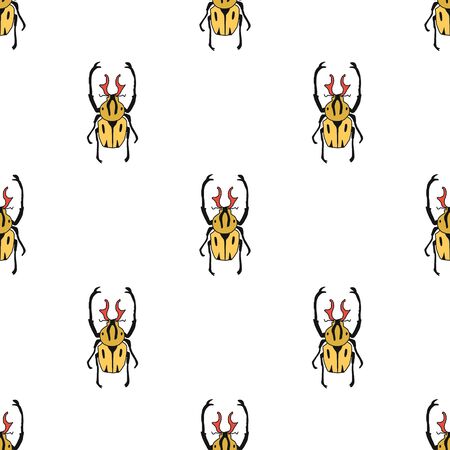 vector seamless pattern of hand drawn garden ground beetle.Flat design. insect isolated on a white background. It is suitable for children s books, postcards, fabrics, educational websites or appsのイラスト素材