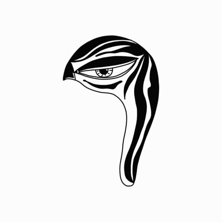 mystical bird s head.Talisman. Witchcraft, a witch s tool. Isolated vector drawing of a bird icon.Simple illustration for printing, mystical background, websites, social networks.のイラスト素材