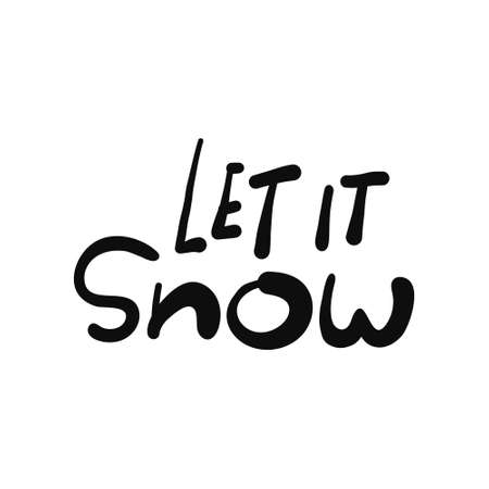 Let it snow Christmas calligraphy. Handwritten modern brush lettering. Hand drawn design elements.のイラスト素材