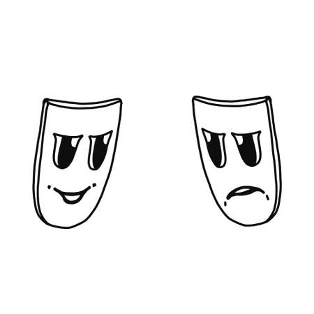 The theater and mask icon. Drama, comedy, tragedy symbol. Flat Vector illustrationのイラスト素材