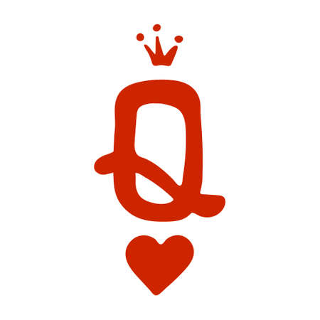 Queen of Hearts Vector Illustration. a red q with a crown at the top and a red heart at the bottom. for posters and t shirtsのイラスト素材
