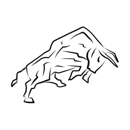 Vectorial illustration, head healthy ferocious bull on a white backgroundのイラスト素材