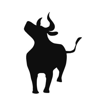 Vectorial illustration, head healthy ferocious bull on a white backgroundのイラスト素材