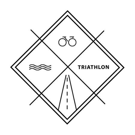 Triathlon emblems and design elements. lineart illustration on white background. vector for clother, posters, souvenir products for clubs and fansのイラスト素材