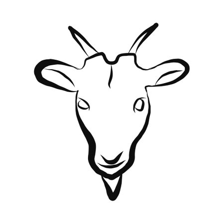 Goat head line icon, outline vector sign, linear pictogram isolated on white. Symbol, logo illustrationのイラスト素材