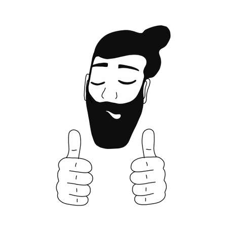 Happy man shows gesture cool. Vector illustration in cartoon styleのイラスト素材