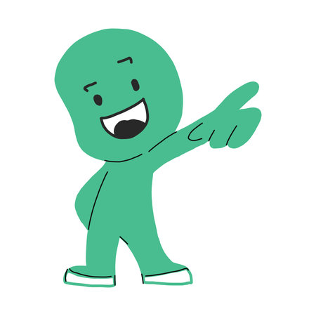 Cute smiling eco character is happy.Vector illustration with a flat cartoon face. Isolated on a white background. green cute character, mascot logo idea positive conceptのイラスト素材