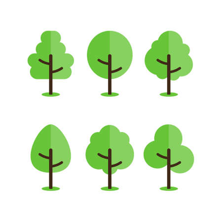 This illustration  set of trees, fit for enviromental campaign illustration, landscape illustration, outdoor illustration, and any flat illustrationsのイラスト素材
