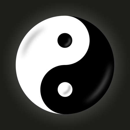 Yin yang symbol on black background for decorationの写真素材