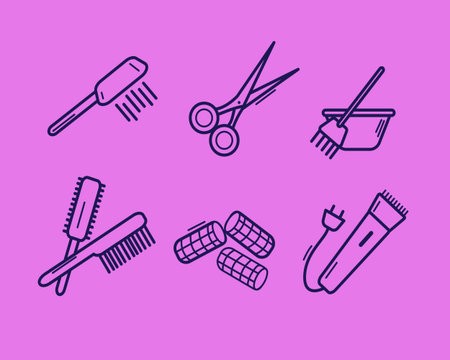 A nice set of icons for a hairdresser's will be suitable for a web-page for clients' navigation.