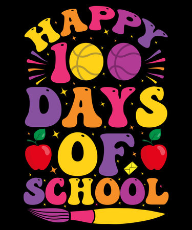 Happy days of school hand drawn lettering. Vector illustration for your designのイラスト素材
