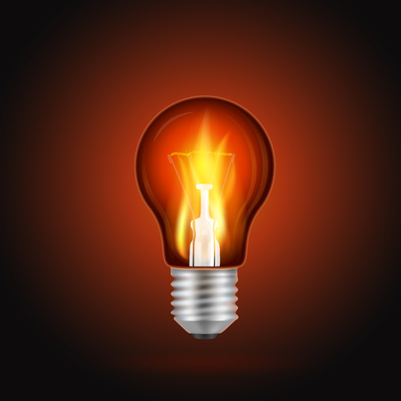 Flame in light bulb on a dark background. のイラスト素材