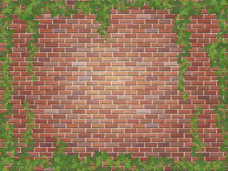 ivy winds on the brick wall backgroundのイラスト素材