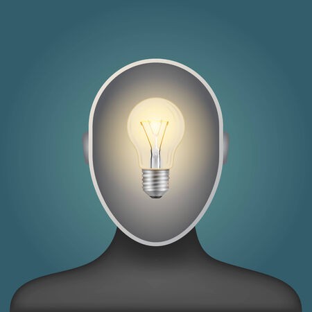 light bulb in a man head, a symbol of ideasのイラスト素材