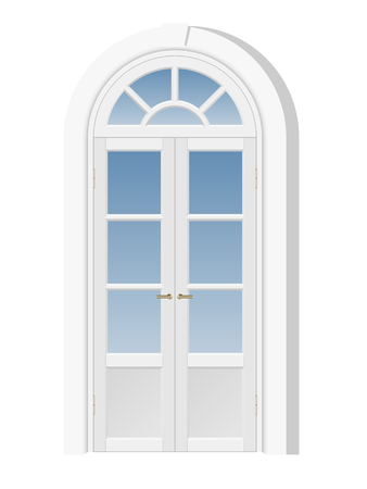 white door with fanlight, architectural elementのイラスト素材