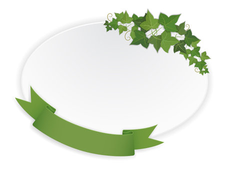 paper ellipse banner with hanging ribbon and vineのイラスト素材