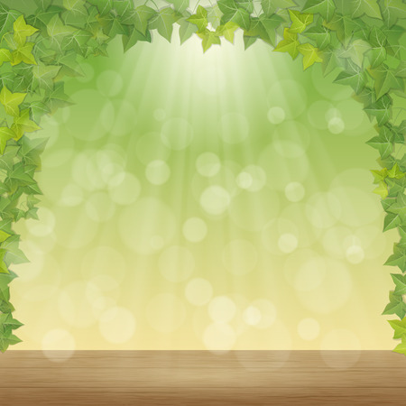 leaves and sun rays - vector spring backgroundのイラスト素材