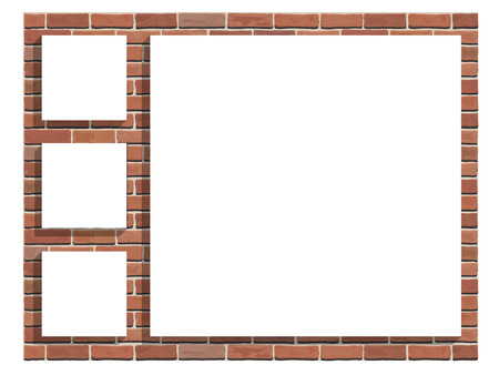 Architectural background with red antique brick and white squares.のイラスト素材