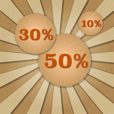 Vector vintage background with rays and discount labels.のイラスト素材
