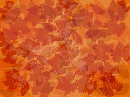 Vector autumn background with fallen leaves and watercolor splashes.のイラスト素材