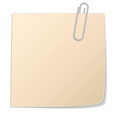 yellow sticker and paper clip isolated on white backgroundのイラスト素材