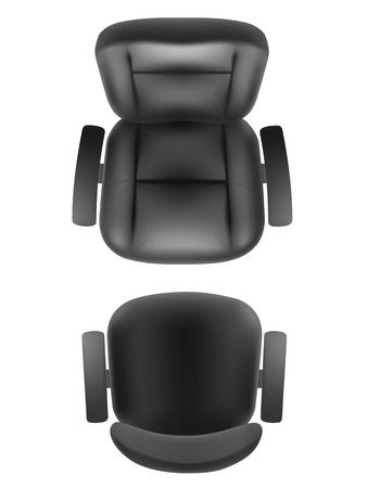 Office chair and boss armchair top view realistic, isolated. Furniture for office, cabinet or conference room plan.