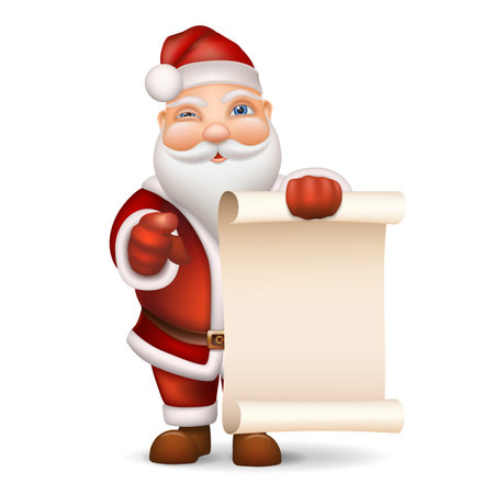 Santa Claus with a list of gifts to buy gifts recalls.のイラスト素材