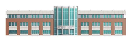 The building of the University, school. Isolated on white background. Vector image.