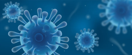 Coronavirus covid-19 blue cell banner.
