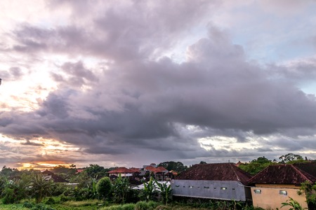 Balinese landscape sunset. Tropical island Bali, Indonesia. Wonderful sky.の写真素材