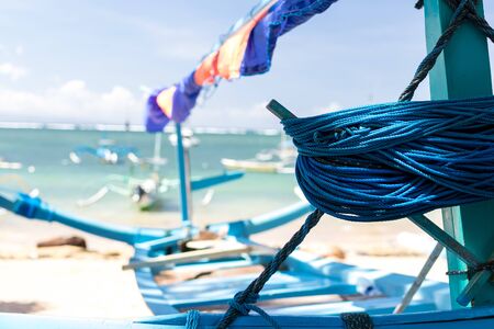 Fishing boats in the Indian ocean, tropical island Bali, Indonesia. Sanur beach.の写真素材