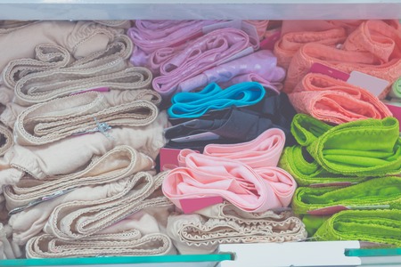 Boutique sale women underwear clothes. Big shopping mall on Bali island, Indonesia.の写真素材