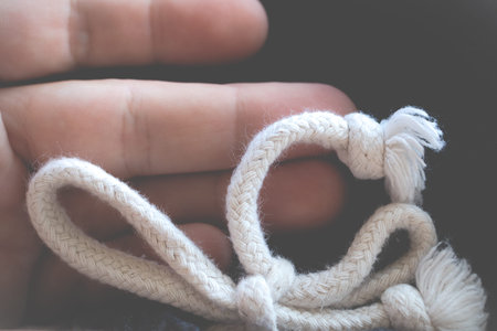 Man hand close up in nature of tropical island of Bali.